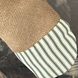 Christmas Stocking with Burlap and Green Ticking Accents - Green Burlap