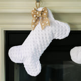 White Dot Minky Dog Bone Stocking