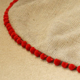 36" Inch Burlap Christmas Tree Skirt with Pom Pom Fringe