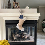 Blue Ticking Christmas Stocking - Style A