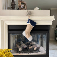 Blue Ticking Christmas Stocking - Style C