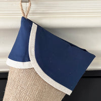 Blue Ticking Christmas Stocking - Style C