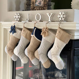 Blue Ticking Christmas Stocking - Style E