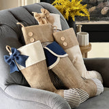 Blue Ticking Christmas Stocking - Style C