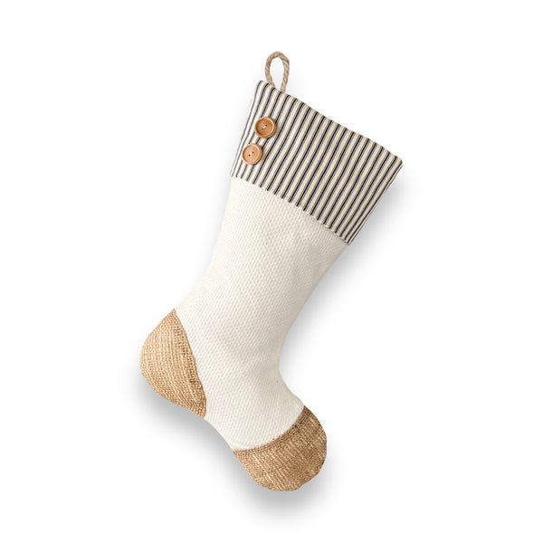 Blue Ticking Christmas Stocking - Style G
