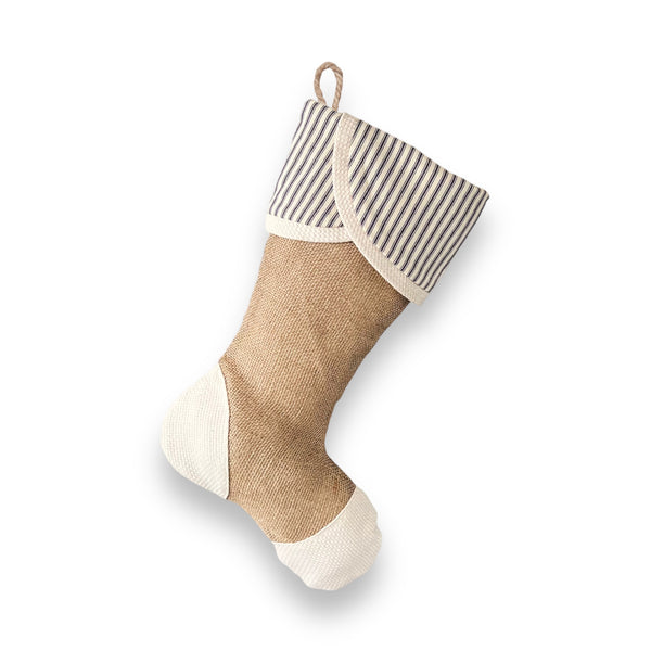 Blue Ticking Christmas Stocking - Style H
