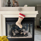 Burlap Christmas Stocking with Red Accents - Style E