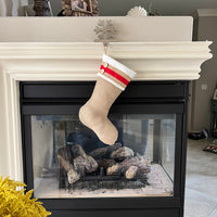 Burlap Christmas Stocking with Red Accents - Style K