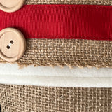 Burlap Christmas Stocking with Red Accents - Style K