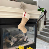 Burlap Christmas Stocking with Red Accents - Style S