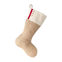 Burlap Christmas Stocking with Red Accents - Style S