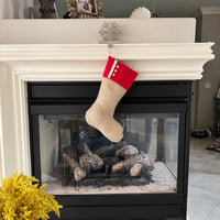 Burlap Stocking with Red Accents - Style T