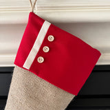 Burlap Stocking with Red Accents - Style T