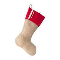 Burlap Stocking with Red Accents - Style T