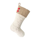 BurlapBabe quilted cotton Christmas stocking with natural burlap cuff and two red wood buttons on a jute loop