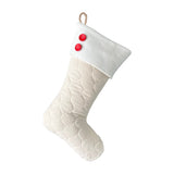 BurlapBabe quilted ivory cotton Christmas stocking with a white fleece cuff and two red wood buttons
