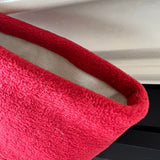 BurlapBabe Christmas stocking featuring a soft red fleece cuff with a clean muslin lining for a festive holiday look.