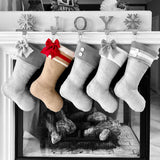 Burlap Christmas Stocking with Red Accents - Style B