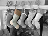 Christmas Stocking with Burlap and Green Ticking Accents