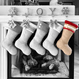 Burlap Christmas Stocking with Red Accents - Style E