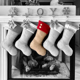 Burlap Christmas Stocking with Red Accents - Style C