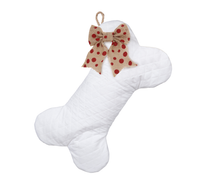 White Quilted Dog Bone Stocking