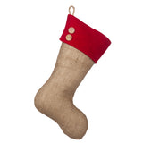 Burlap Christmas Stocking with Red Accents - Style C