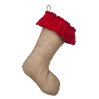 Burlap Stocking with Red Accents- Style W