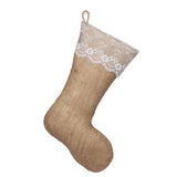 Classic Burlap Stocking with Lace Cuff