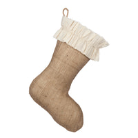 Classic Burlap Stocking - Burlap with Unfinished Cotton Ruffle Cuff