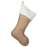 Classic Burlap Stocking - Burlap with Faux Fur Cuff