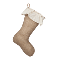 Classic Burlap Stocking - Burlap with Ivory Cotton Skirt Cuff