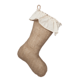 Classic Burlap Stocking - Burlap with Ivory Cotton Skirt Cuff