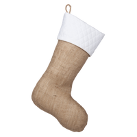 Classic Burlap Stocking - Burlap with White Quilted Cuff