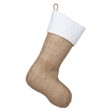 Classic Burlap Stocking - Burlap with White Quilted Cuff