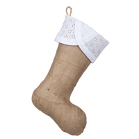 Classic Burlap Stocking - Burlap with Scallop White Eyelet Cuff