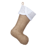 Classic Burlap Stocking - Burlap with Scallop White Eyelet Cuff