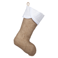 Classic Burlap Stocking - Burlap with Scallop White Holly Cuff