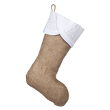 Classic Burlap Stocking - Burlap with Scallop White Holly Cuff