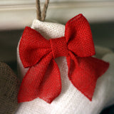 Ivory Burlap Dog Bone Christmas Stocking