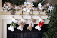 Mini-Bone Natural Burlap Stocking with Optional Bow - Pet Stocking