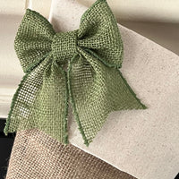 Christmas Stocking with Burlap and Green Ticking Accents - Green Burlap