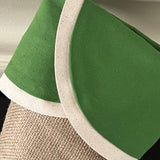 Green Ticking and Burlap Christmas Stocking -