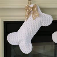 White Dot Minky Dog Bone Stocking