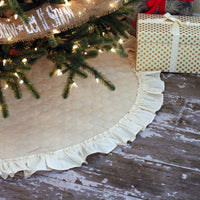 42" Inch Quilted Christmas Tree Skirt with Ruffle Trim