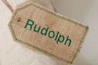 Natural Burlap Embroidered Burlap Stocking Tag