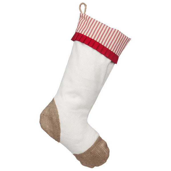 Christmas Stockings with Red Ticking Accents