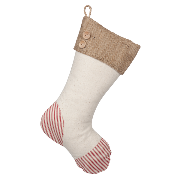 Christmas Stockings with Red Ticking Accents - H