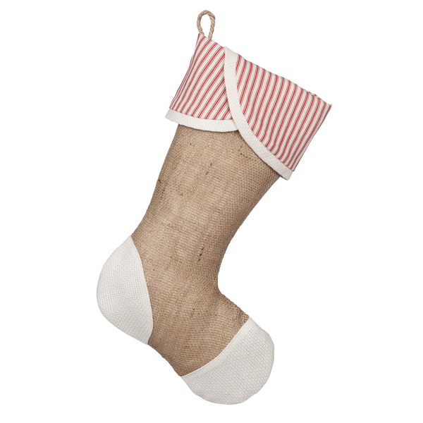 Christmas Stockings with Red Ticking Accents - Trio C