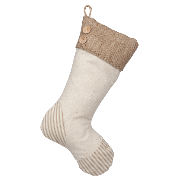 Taupe Ticking Stocking - H